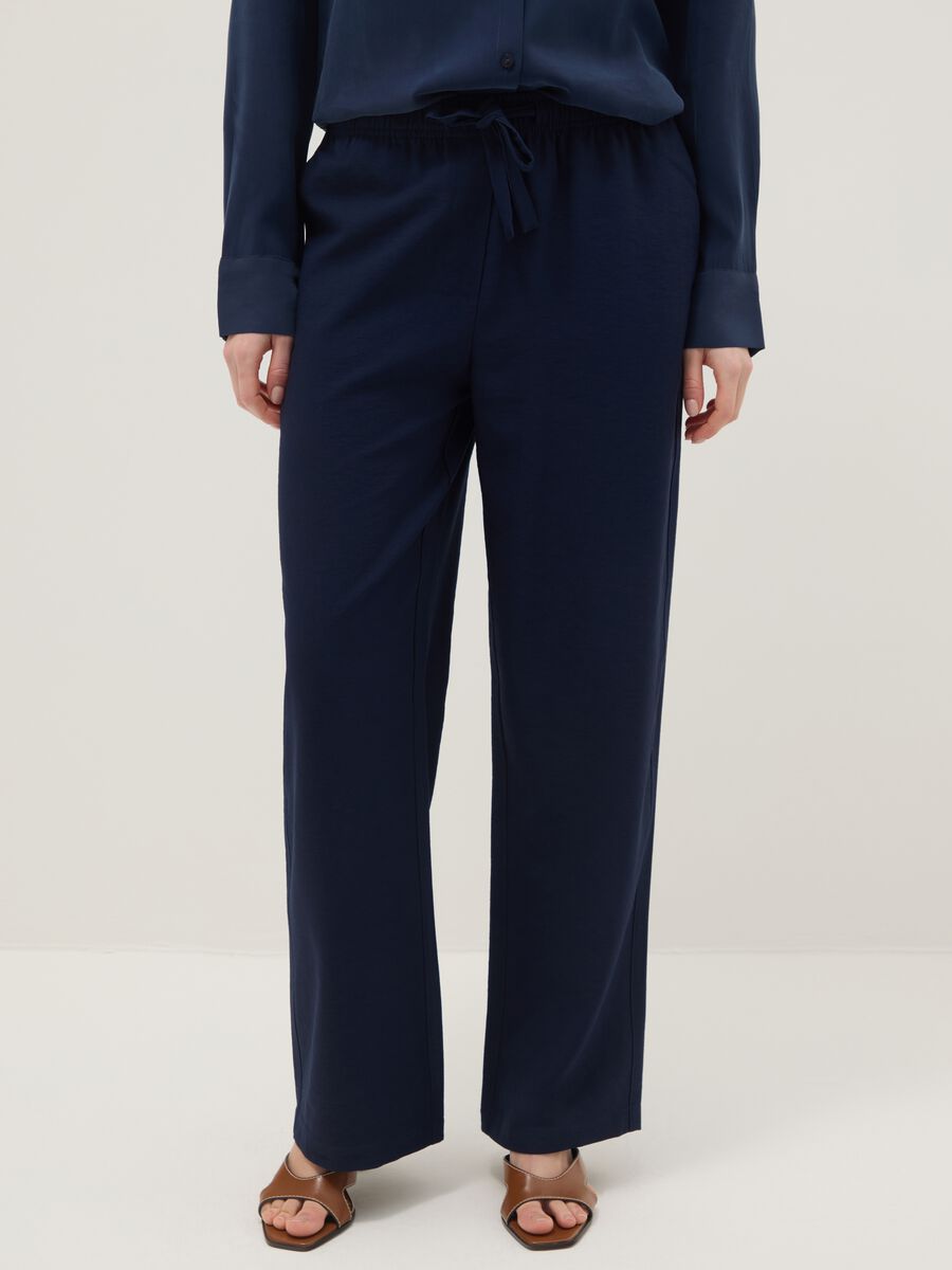 Blue Viscose Blend Trousers_1