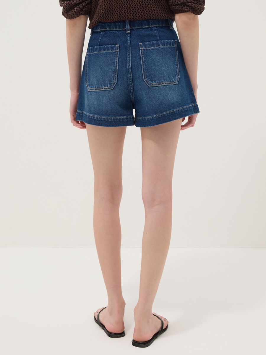 Blue denim Bermuda shorts in pure cotton_2