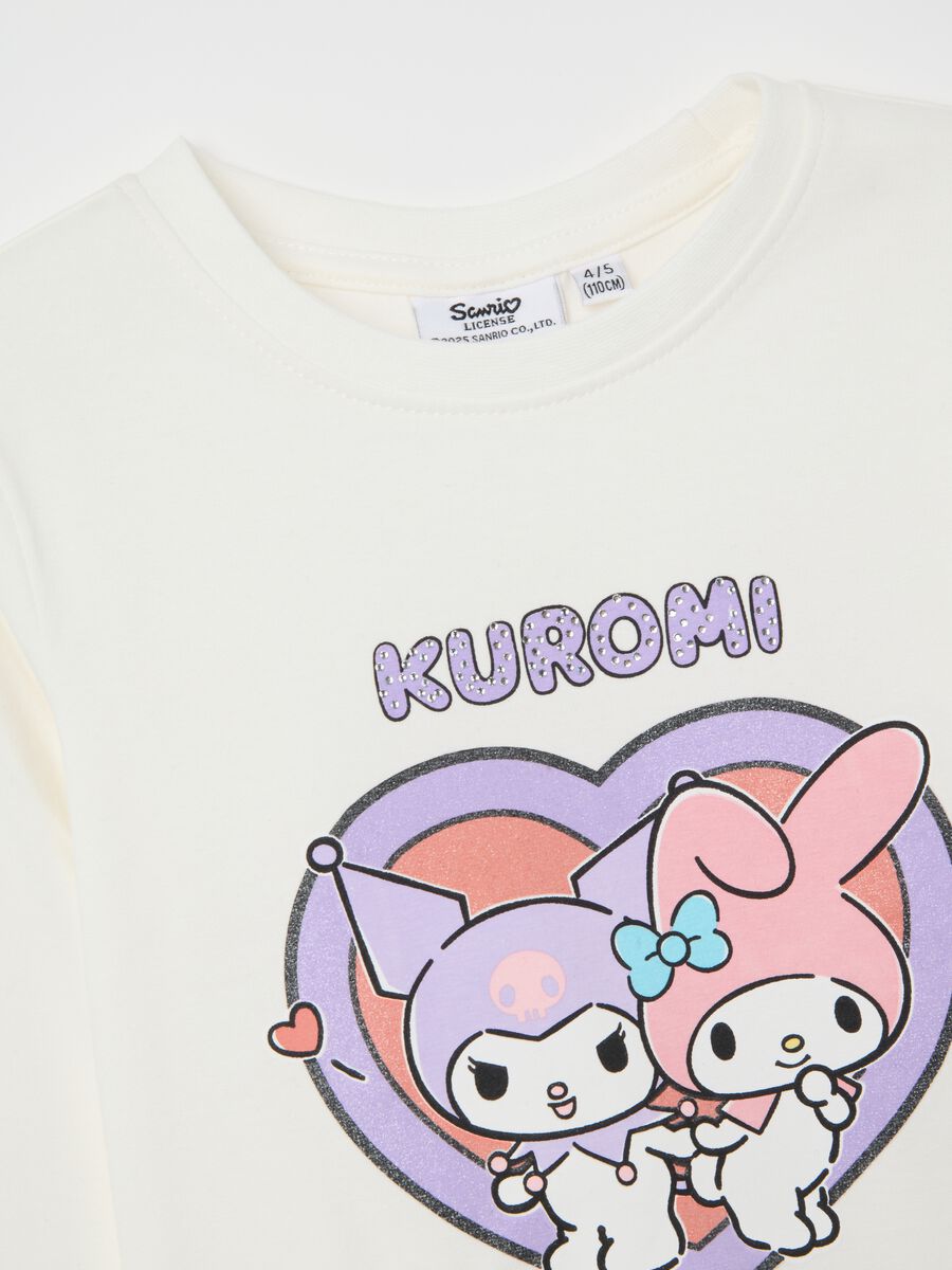 T-shirt bianca con maniche lunghe e stampa_2