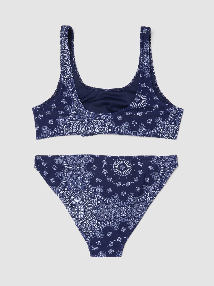 Girls&rsquo; blue stretch bikini with paisley print_1