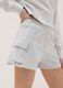 Grey cotton blend cargo shorts for girls relaxed fit_2
