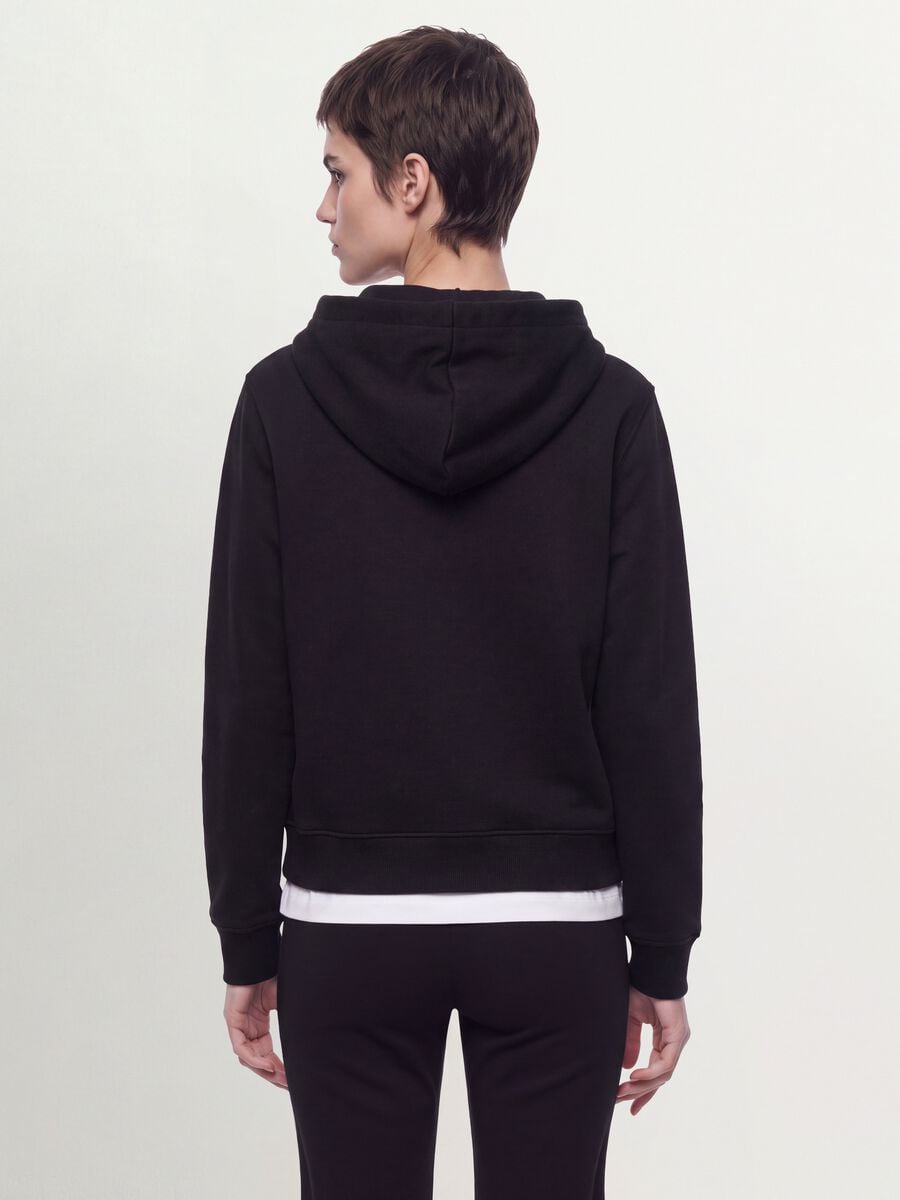 Felpa nera in misto cotone con cappuccio regular fit_3