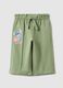 Green paper bag trousers for girls in stretchy cotton regular fit_0