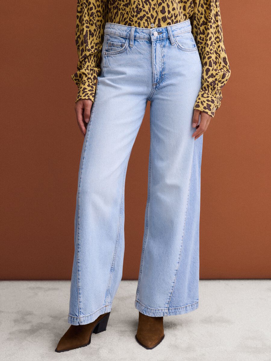 Jeans azzurri wide leg in puro cotone_1