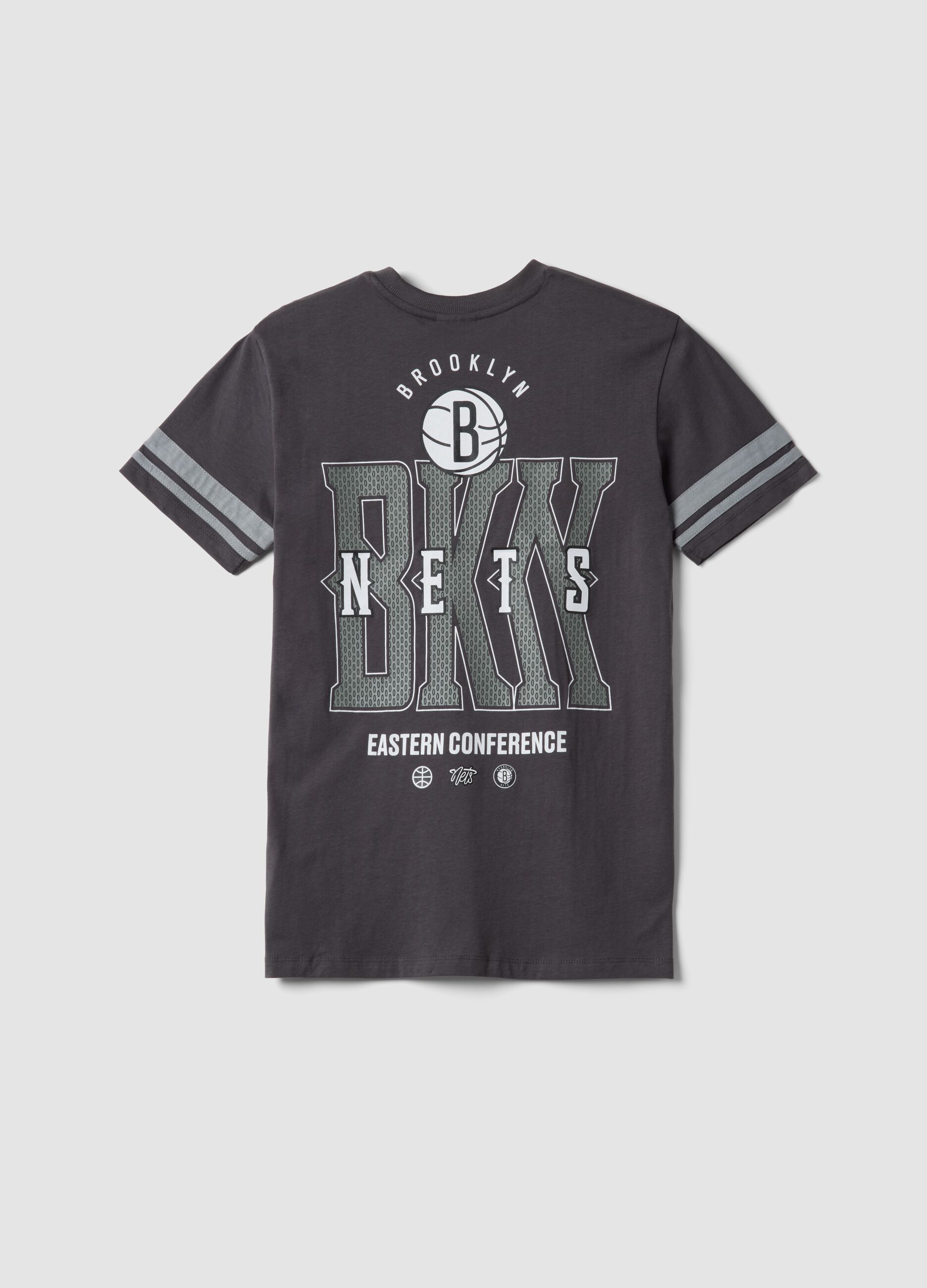 Boy's grey pure cotton t-shirt relaxed fit Brooklyn Nets