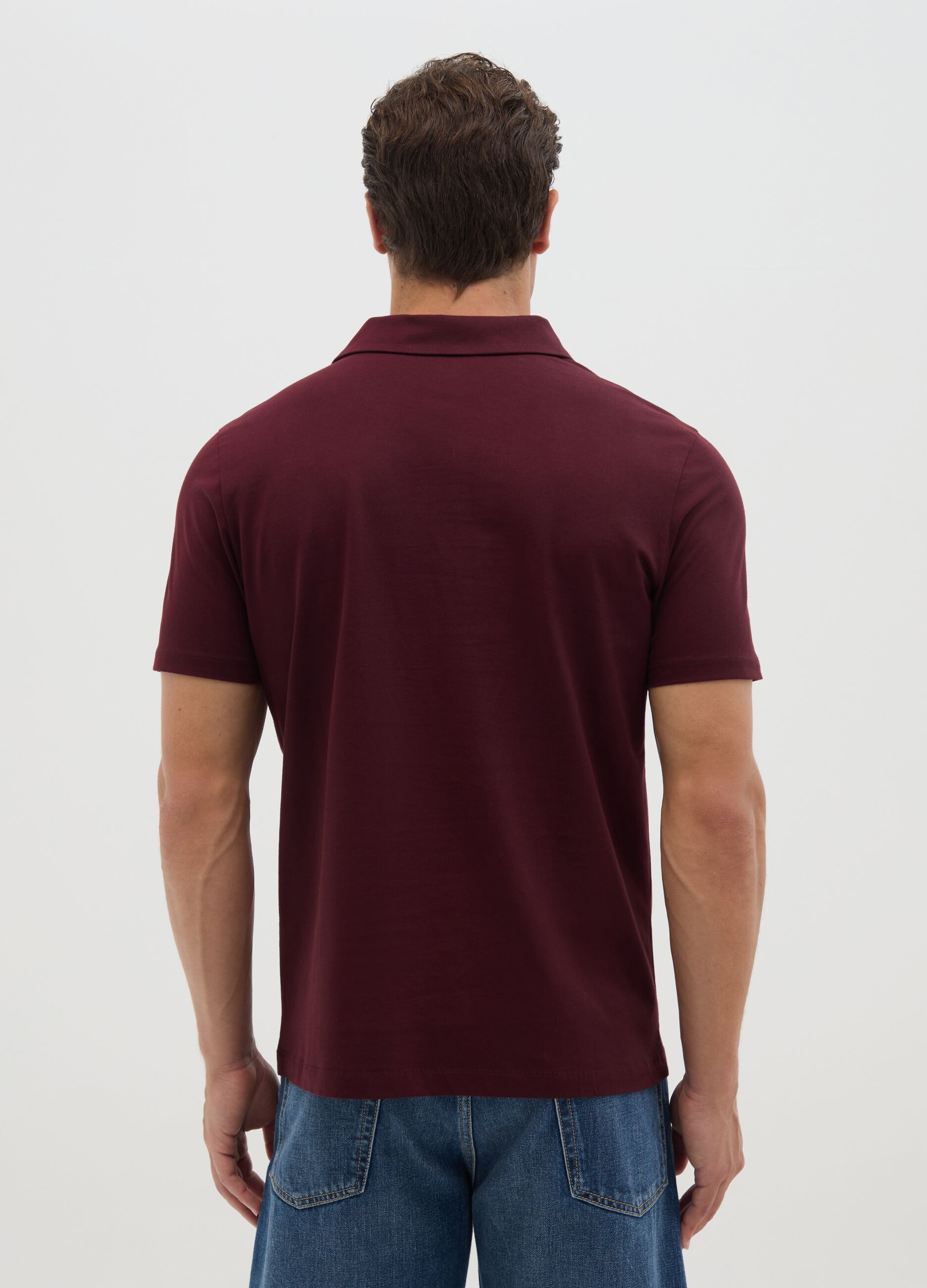 Men's red pure cotton polo regular fit