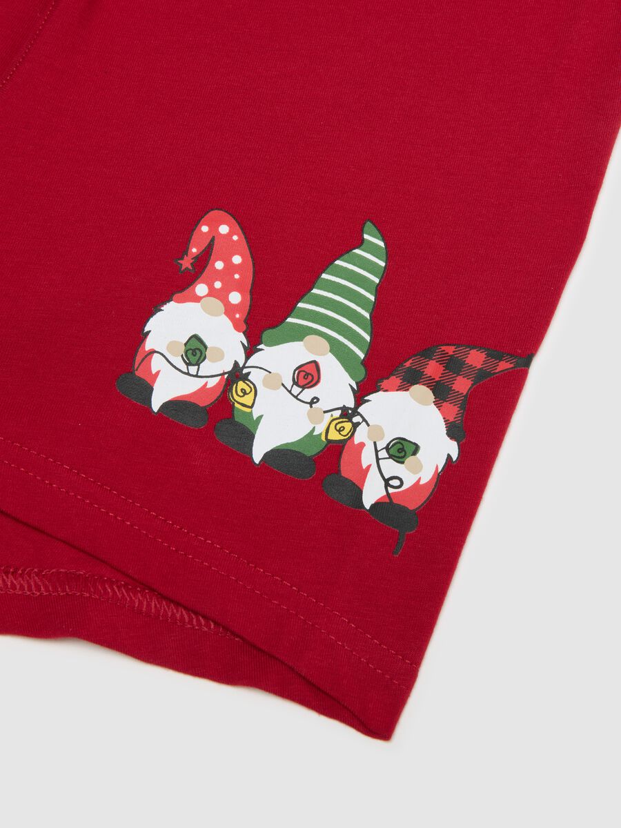 Regular fit red stretch cotton boxer with Christmas print_5