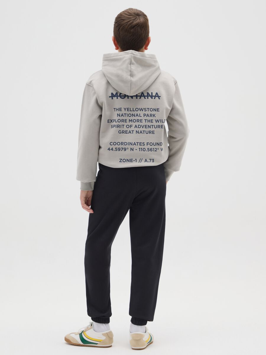 Jogger da ragazzo in misto cotone nero regular fit_1