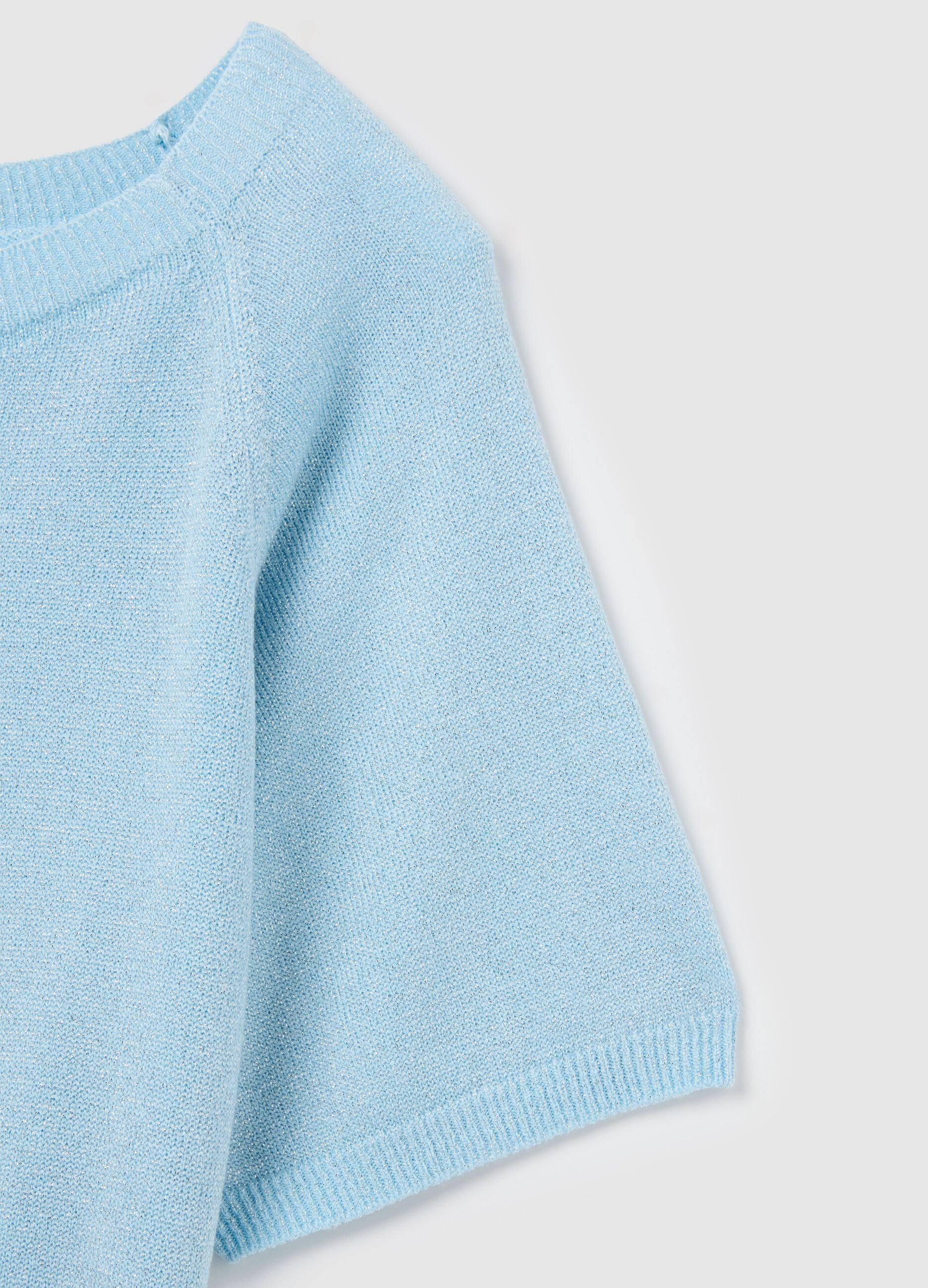 Women's blue viscose regular fit top with boat neckline