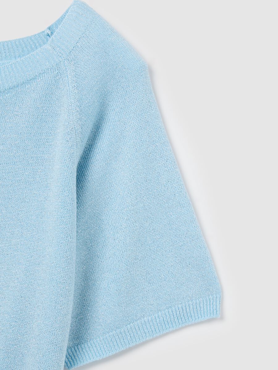 Women's blue viscose regular fit top with boat neckline_5