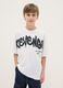 Boy's white pure cotton over fit T-shirt with print_0