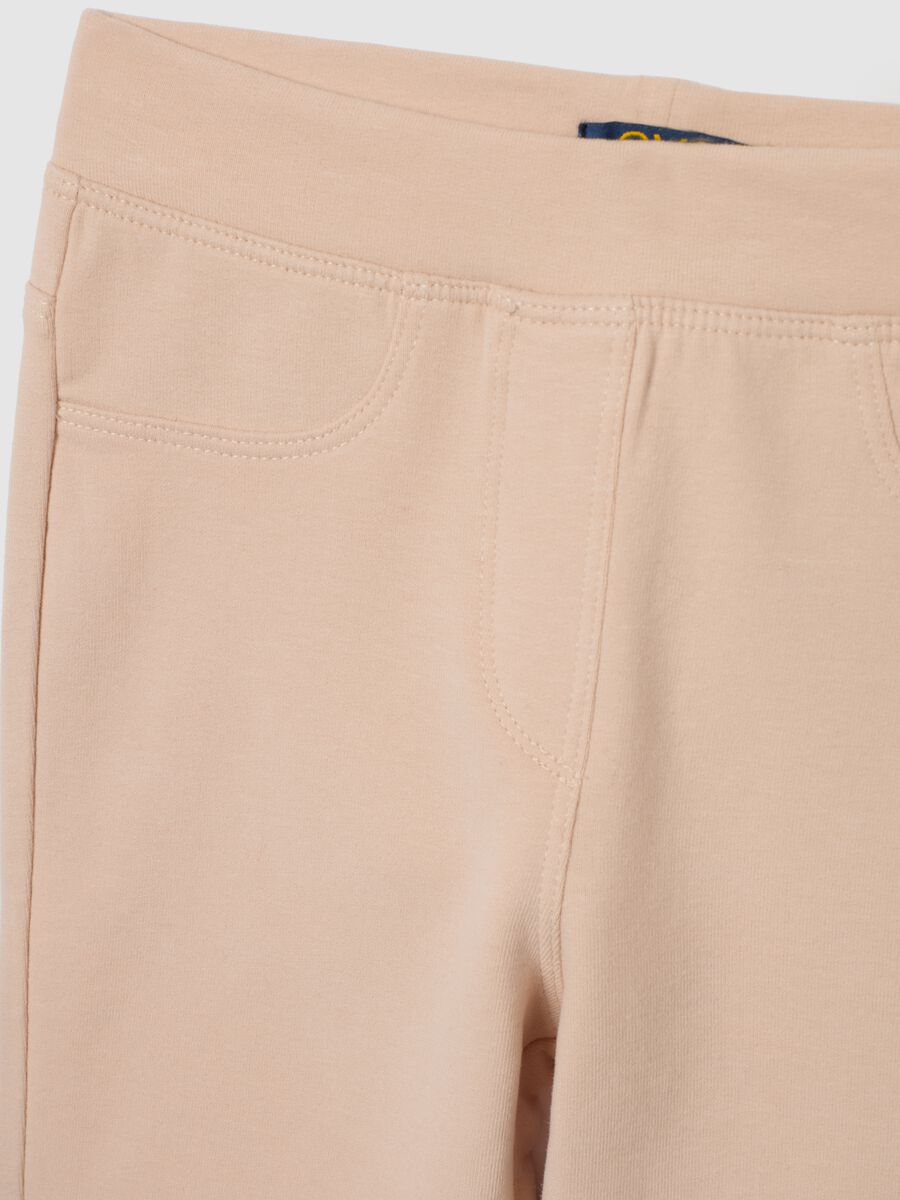 Leggings da bambina in misto cotone elasticizzato beige slim fit_2