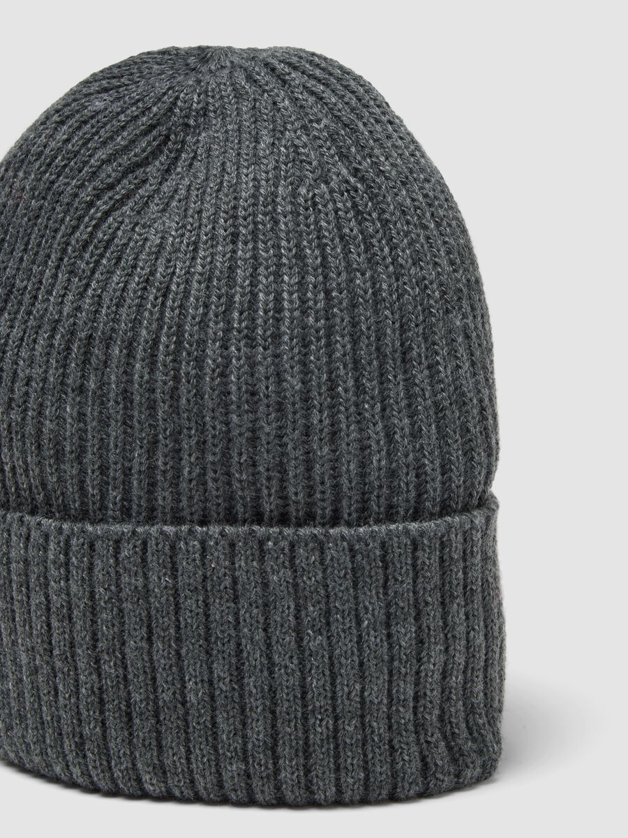 Grey Knit Beanie with Turn-Up Cuff_2