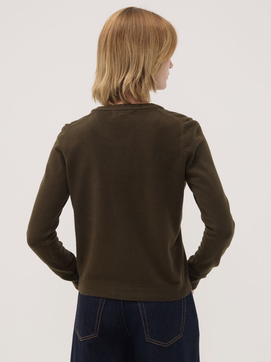 Cardigan verde girocollo regular fit con bottoni_3