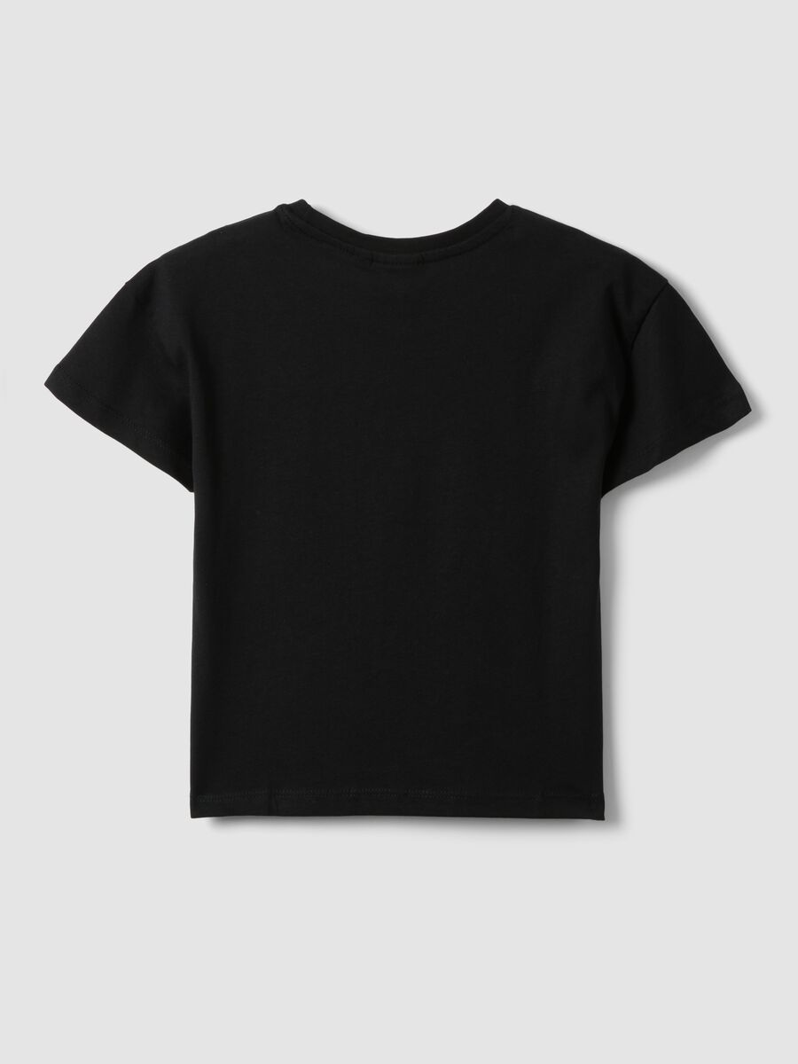 Girls' regular fit black pure cotton T-shirt with print_1