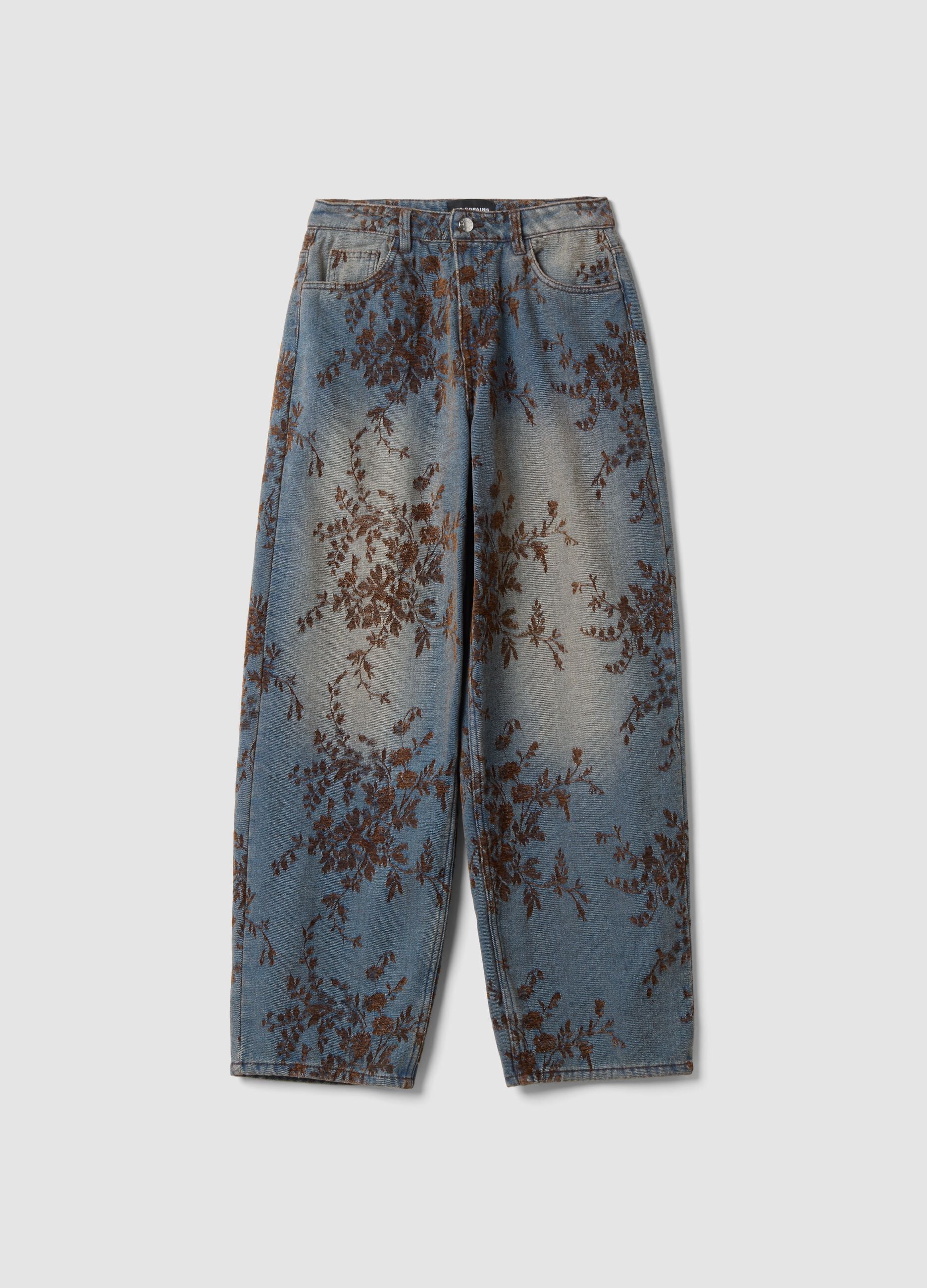 Blue wide-leg jeans in a cotton, viscose and lyocell blend