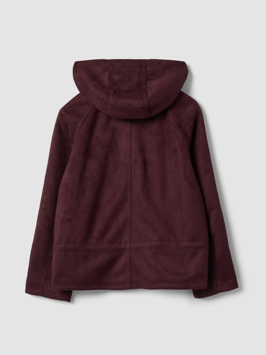Parka viola con cappuccio e chiusura zip e bottoni_6