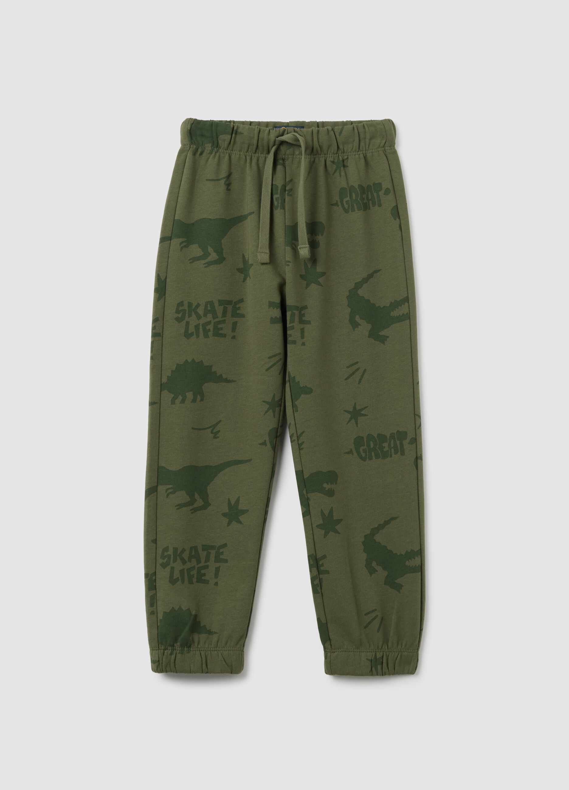 Green pure cotton regular fit children's trousers