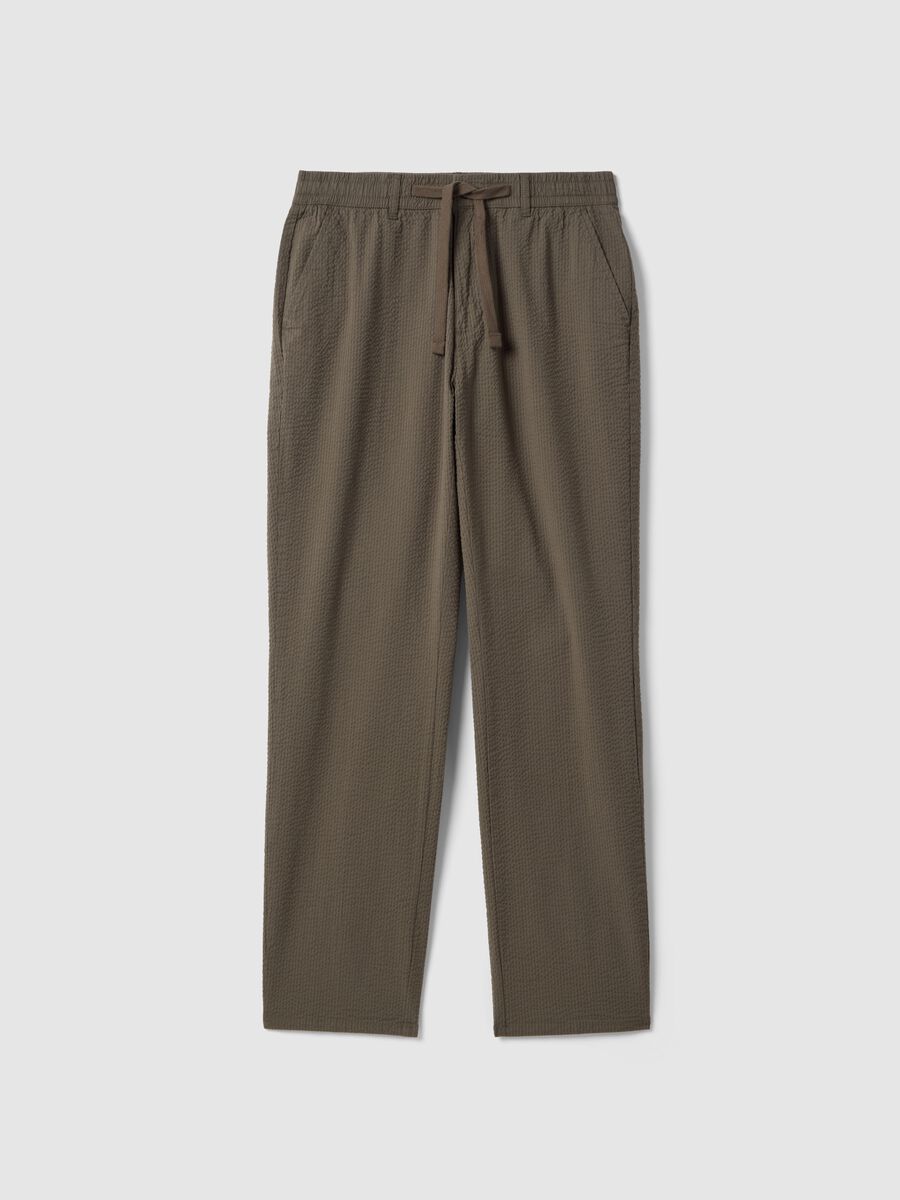 Pantaloni chino in cotone elasticizzato marrone regular fit_0