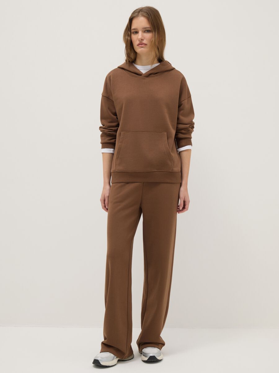 Brown cotton blend hoodie regular fit_1