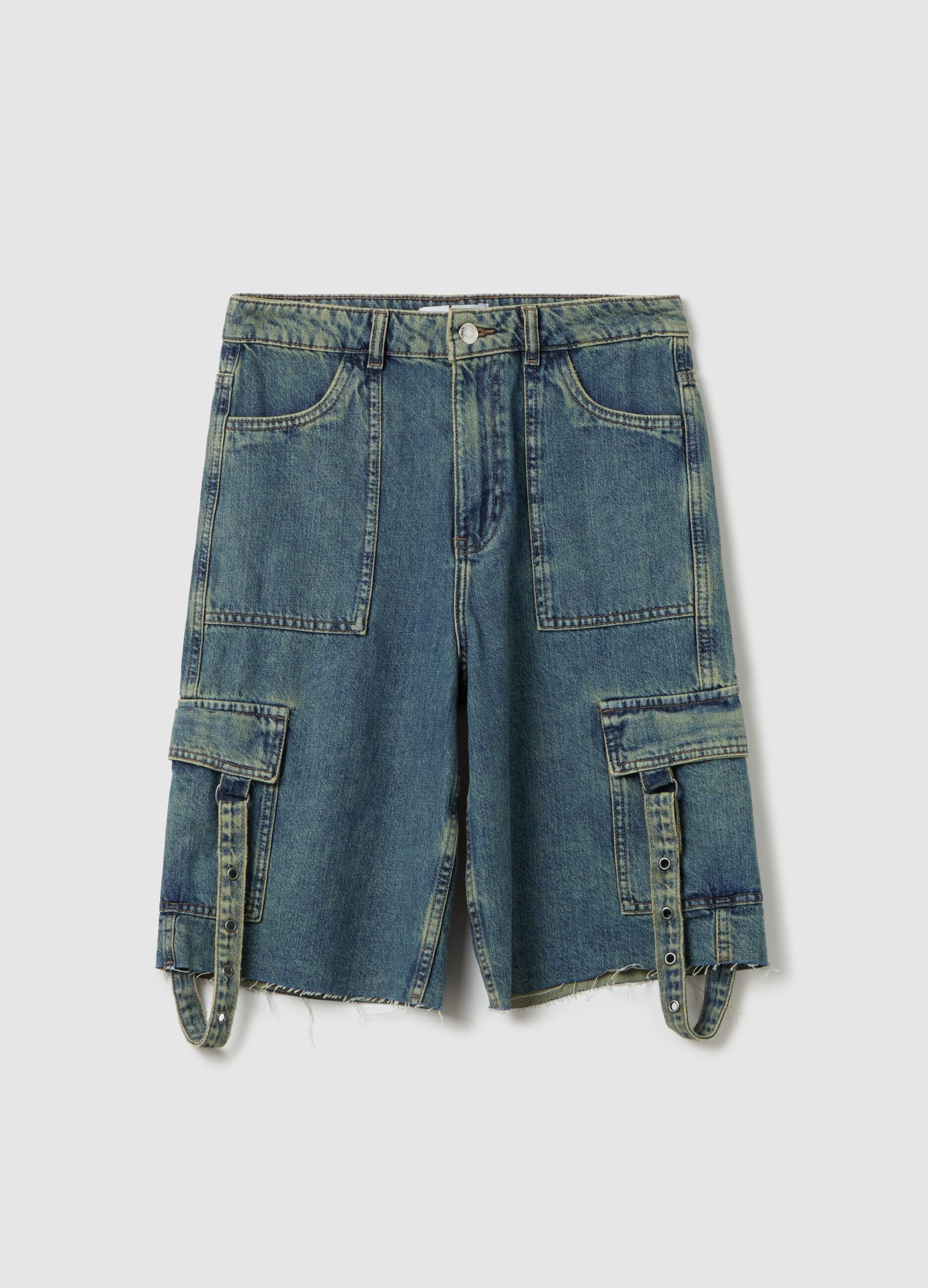 B.ANGEL X THE SEA BEYOND cargo Bermuda shorts in denim