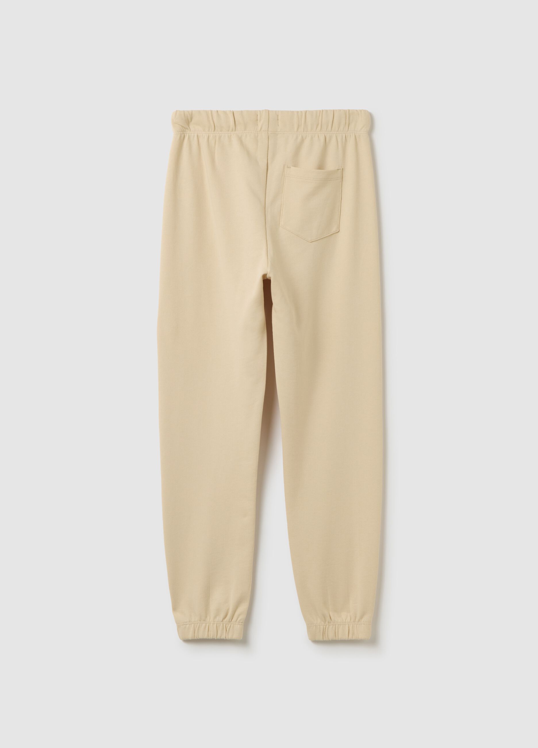 Boys' regular fit beige pure cotton trousers