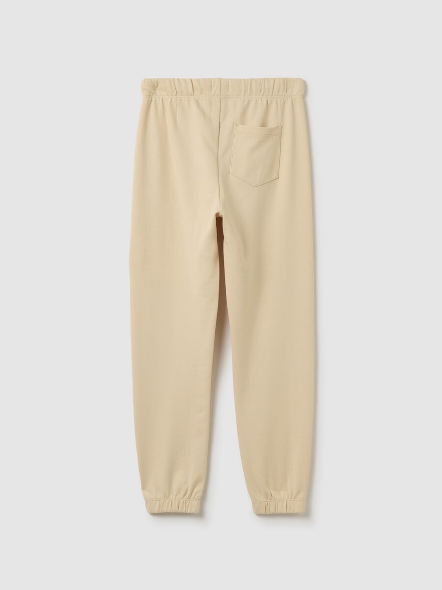 Boys' regular fit beige pure cotton trousers_1