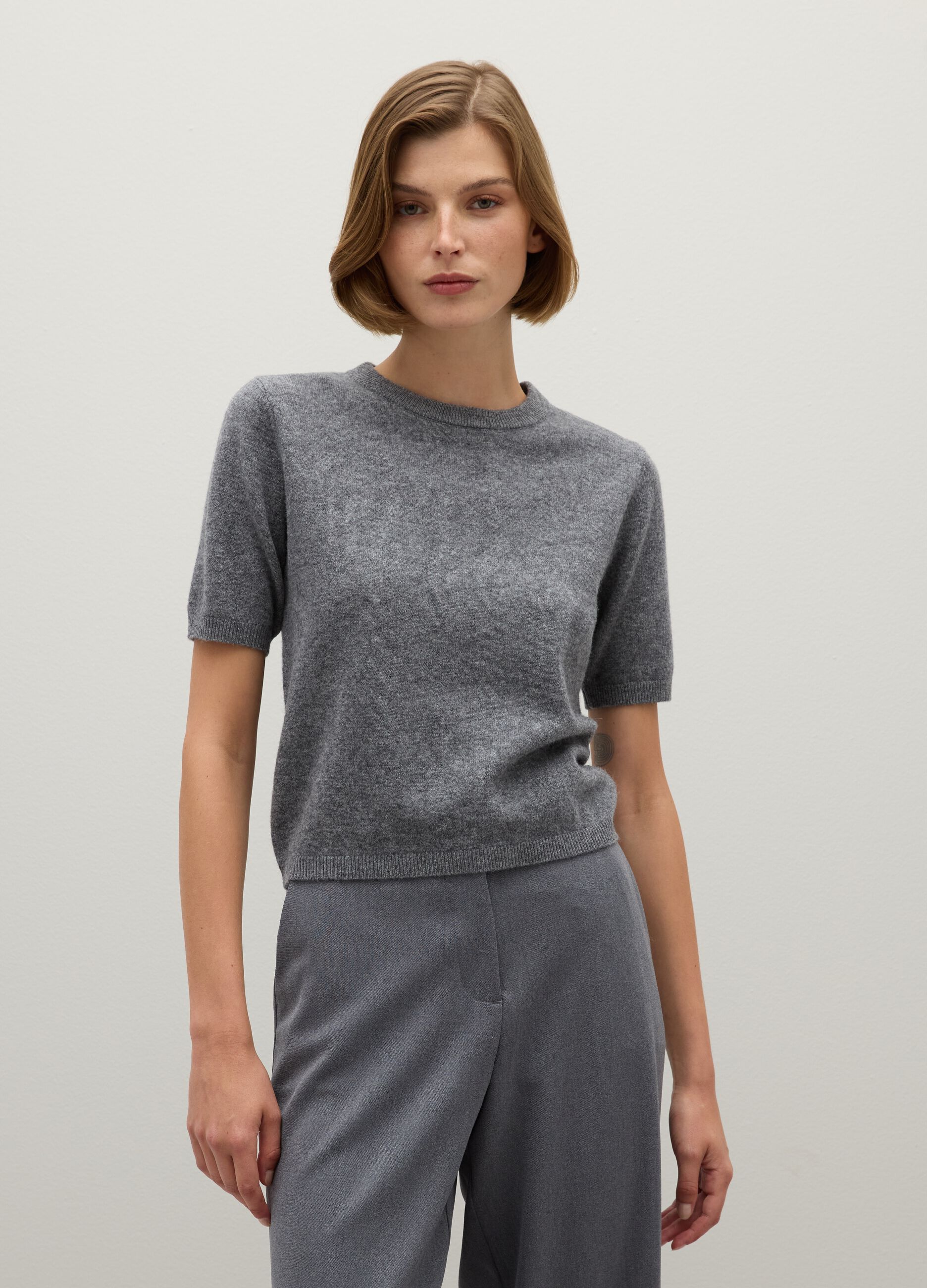 Grey pure wool sweater regular fit