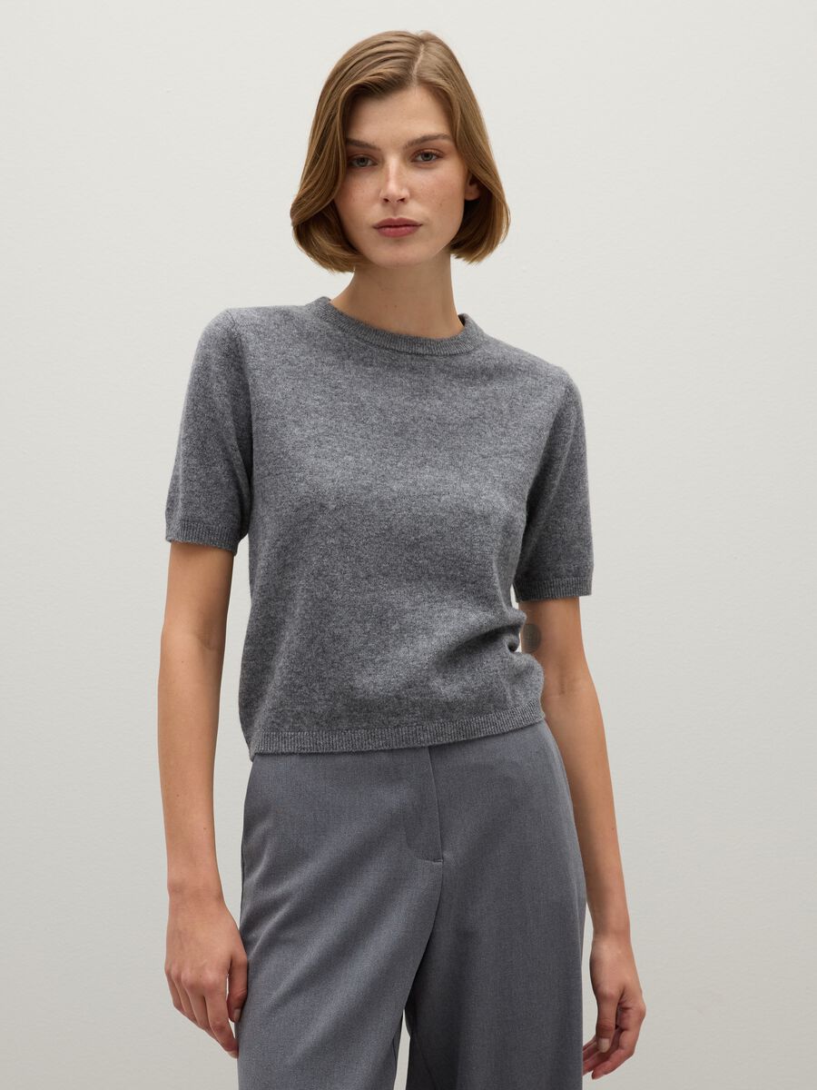 Maglione in pura lana grigio regular fit_0
