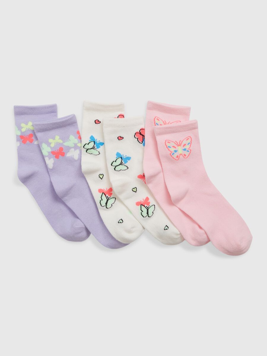 Three-pair pack socks with butterflies design_0