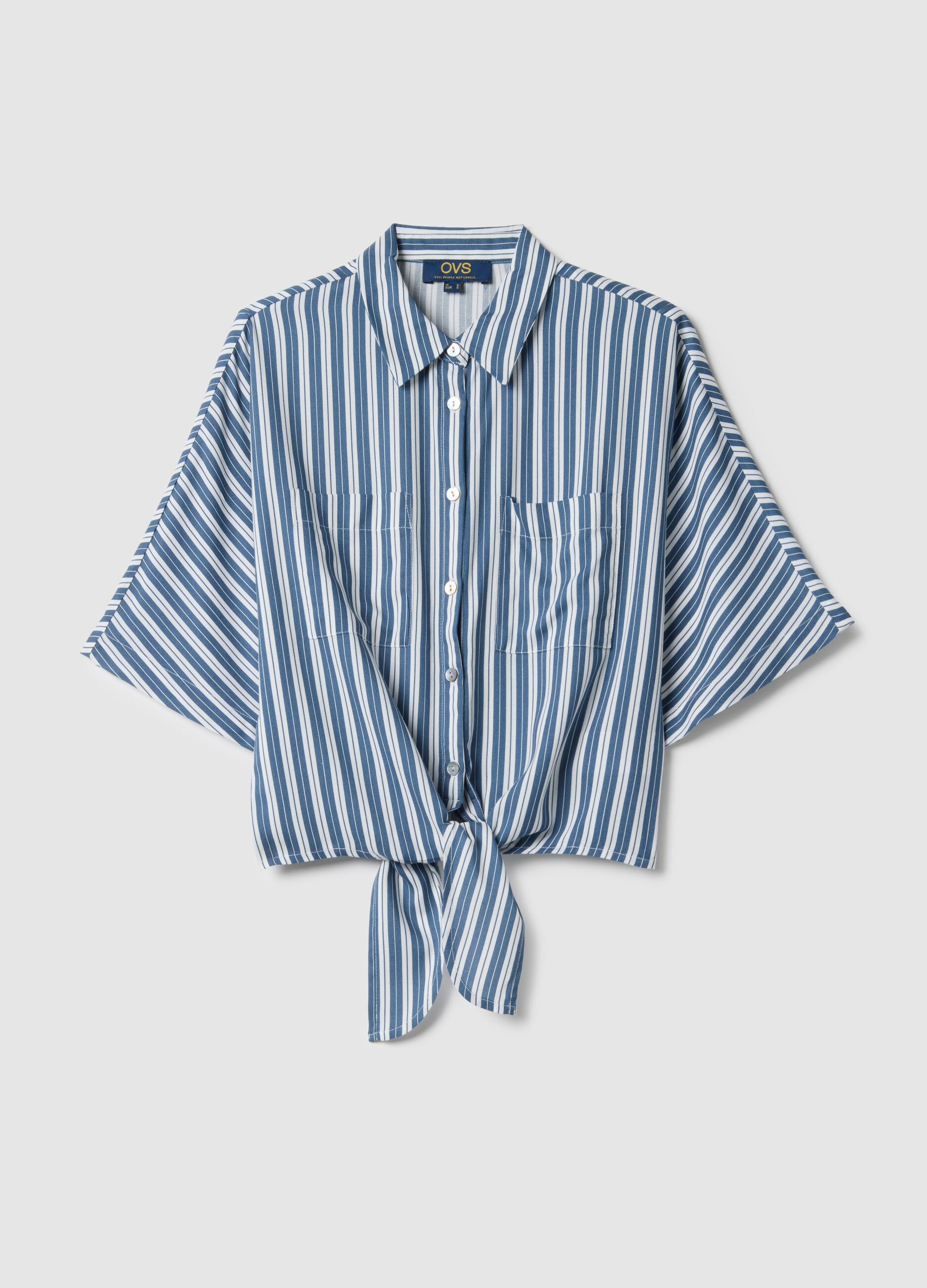 Multicolour striped regular fit pure viscose shirt