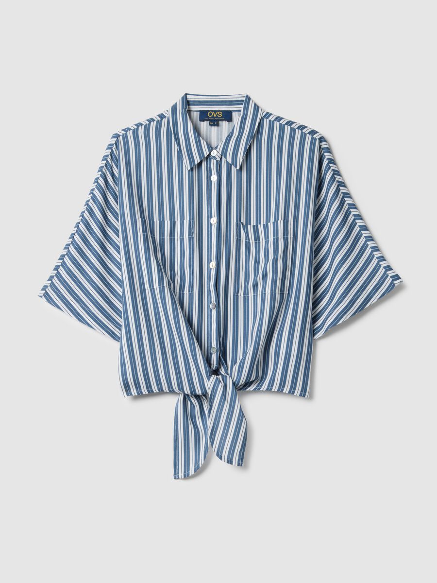 Camicia in pura viscosa a righe multicolor regular fit_4