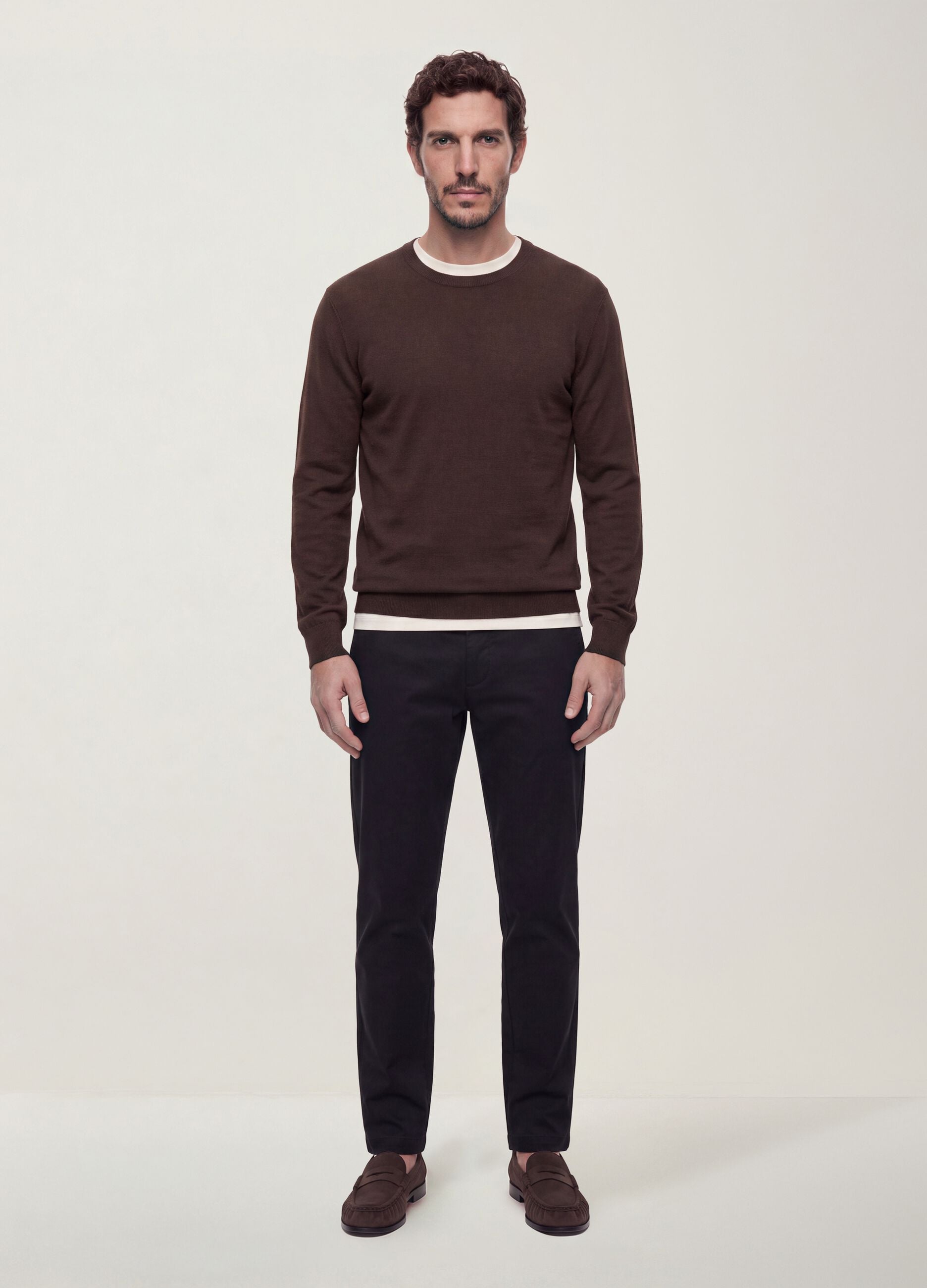 Black slim-fit stretch cotton and lyocell chino trousers