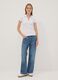 White stretch cotton polo shirt with open V-neck, regular fit_1