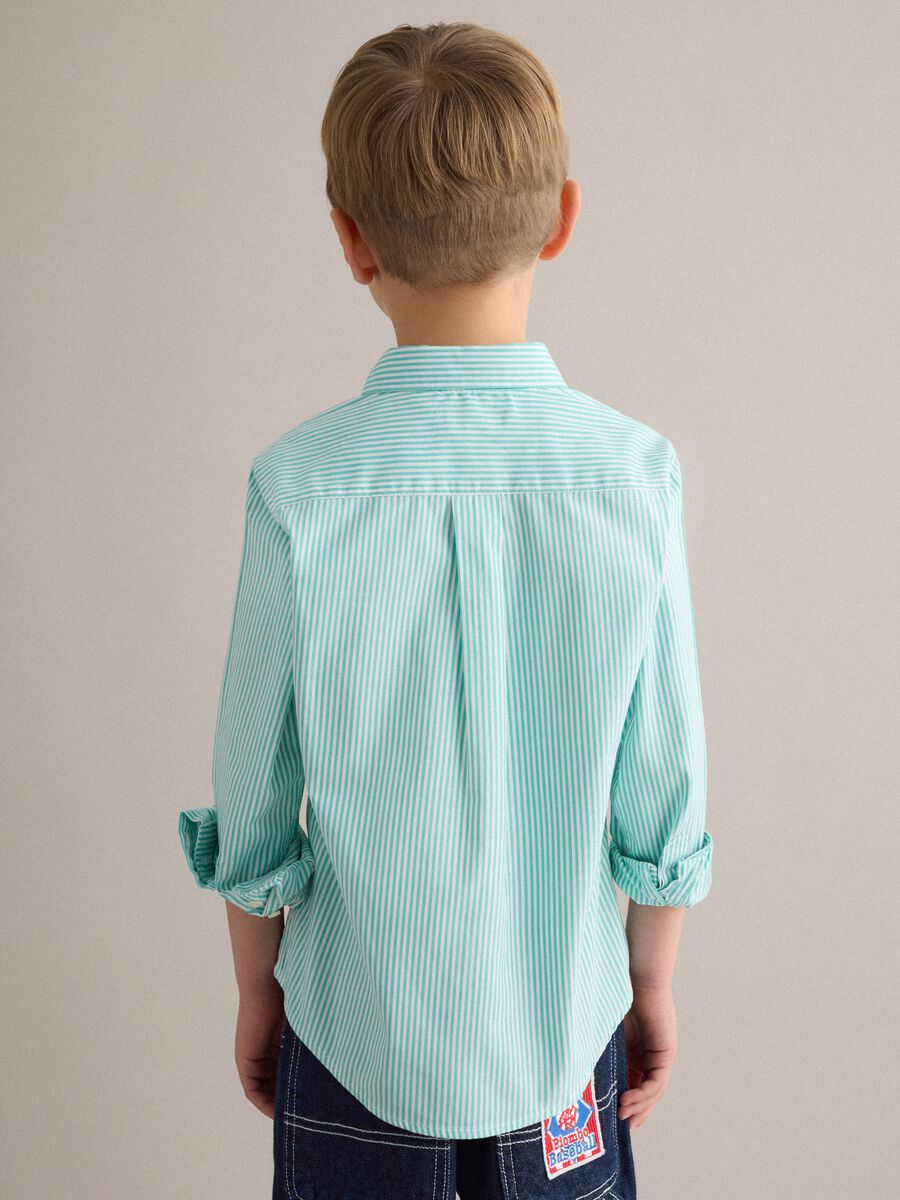 Boy's regular fit multicolour striped pure cotton shirt_1