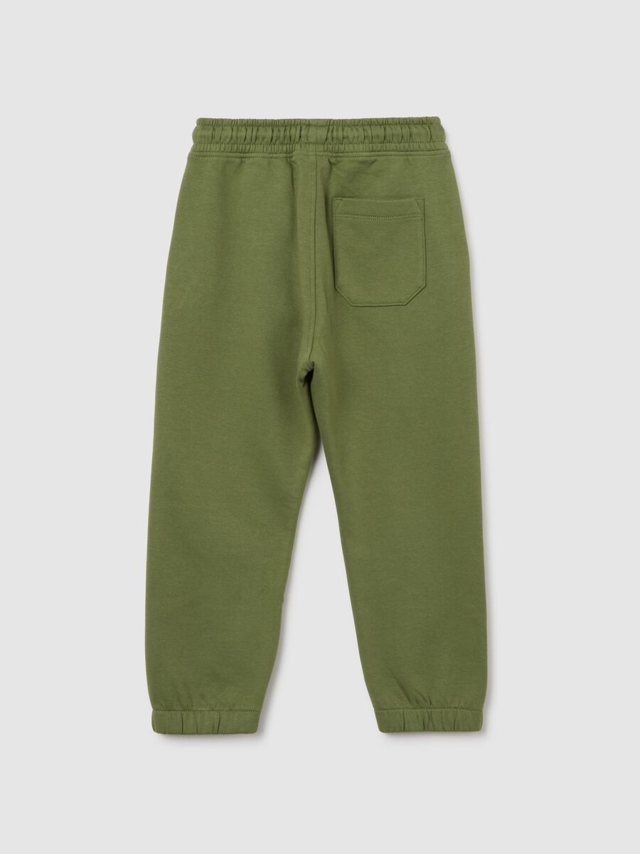 Children's green pure cotton regular fit trousers_1