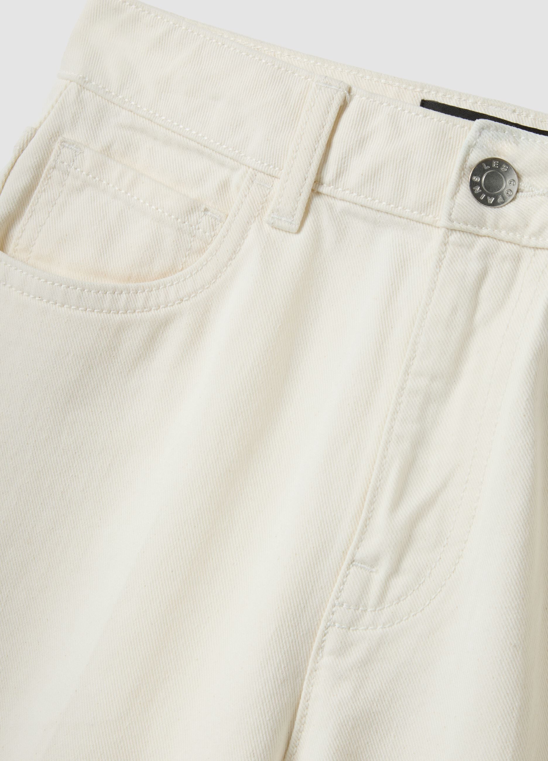 Shorts in puro cotone denim bianco wide leg