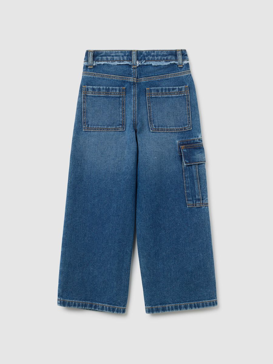 Pantaloni larghi da bambina in puro cotone denim_1