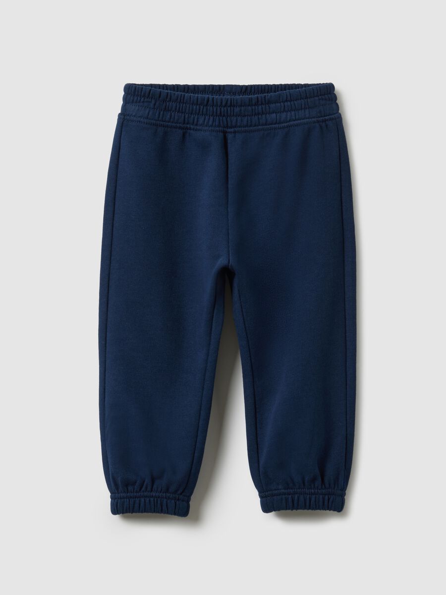 Girl's Blue Cotton Jogger Trousers with Regular Fit_0