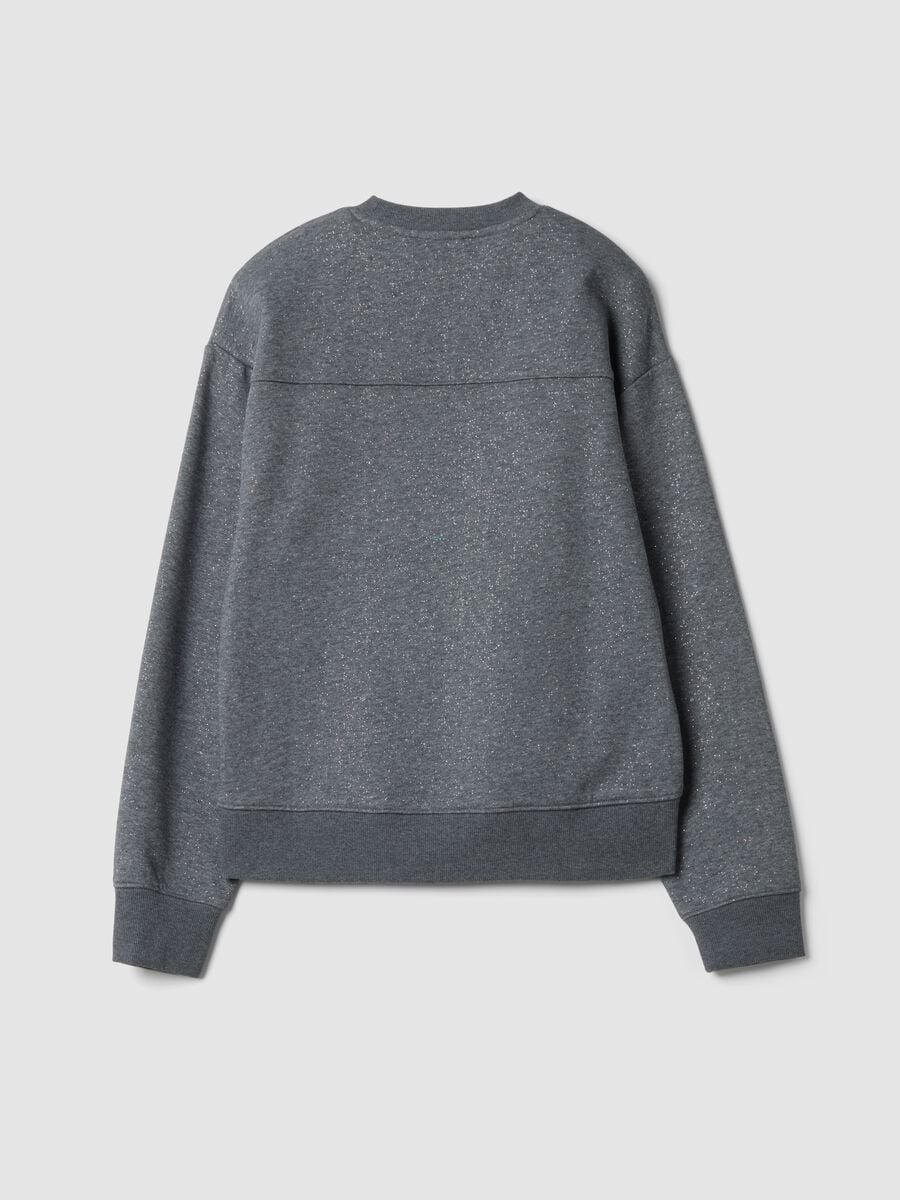 Grey cotton-blend crew-neck sweatshirt with all-over lurex print_2