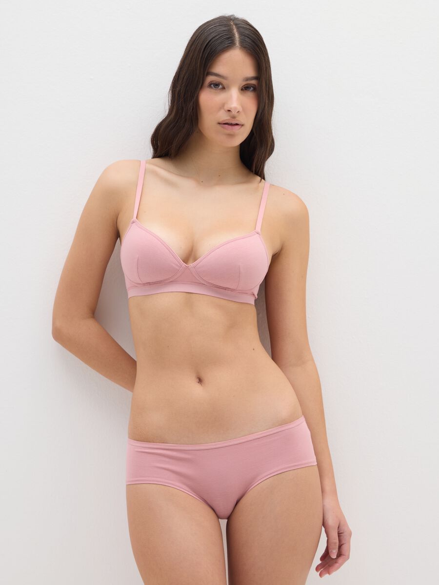 Reggiseno imbottito in cotone elasticizzato rosa_1