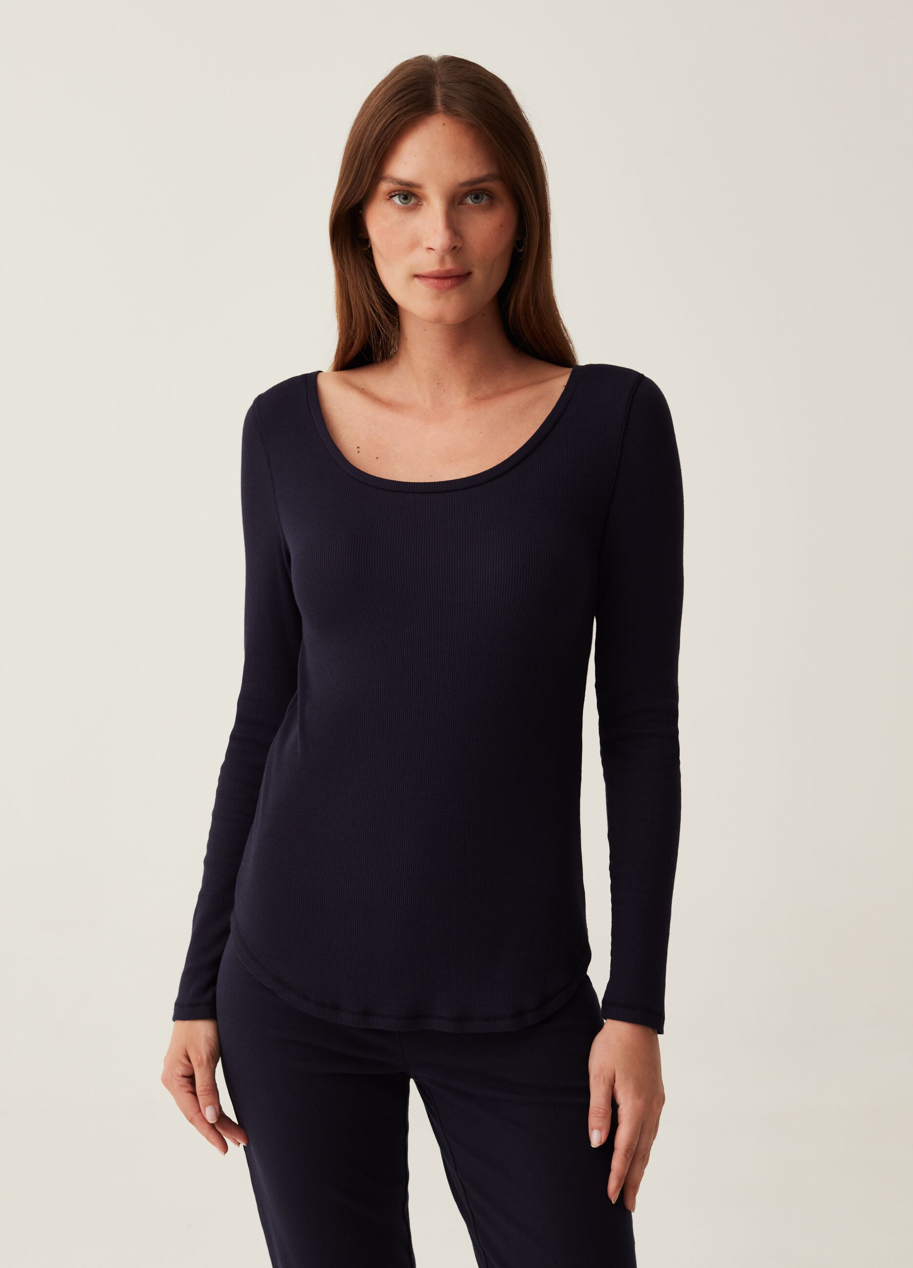 T-shirt premaman a costine con maniche lunghe_3