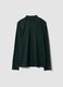 Green pure cotton T-shirt with structured stand collar, regular fit_0