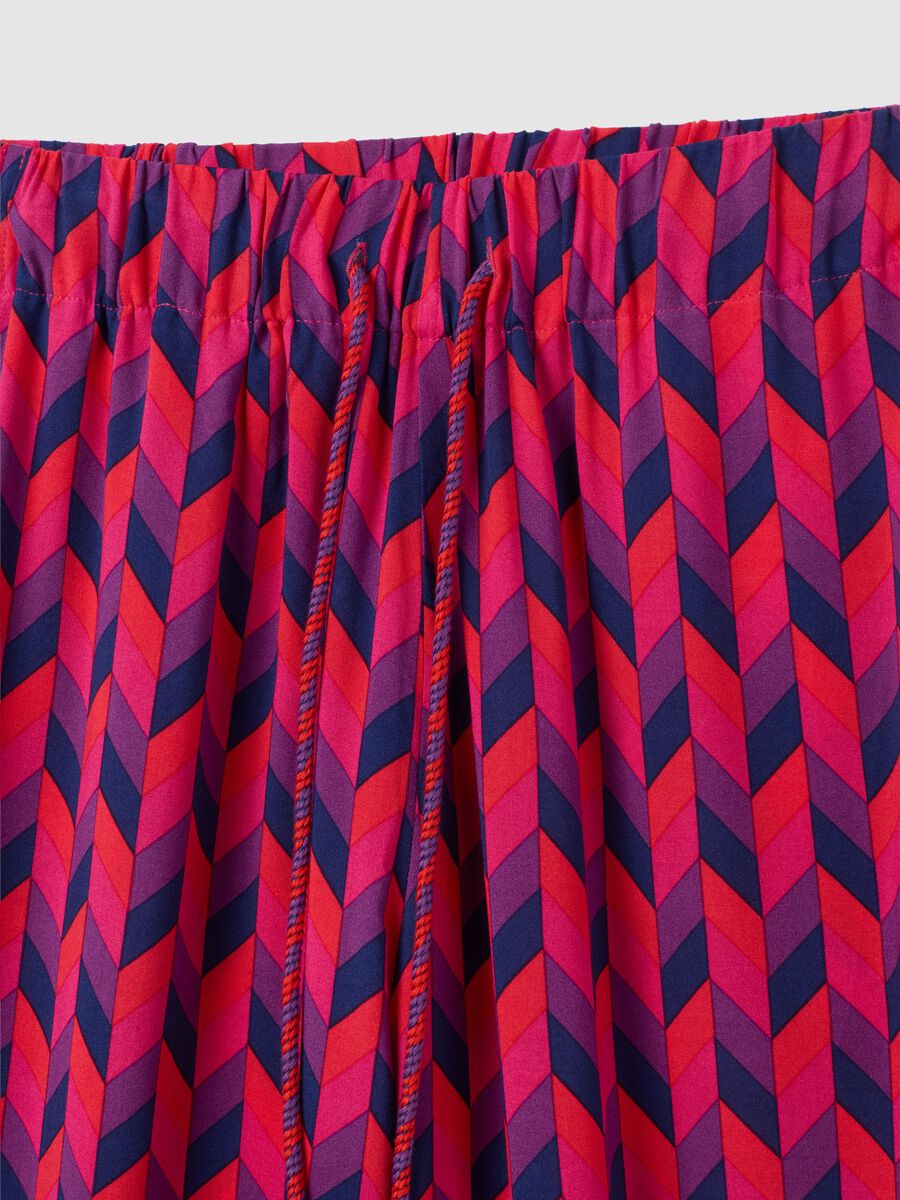 Women's Trousers in Pure Multicolour Viscose Regular Fit_1