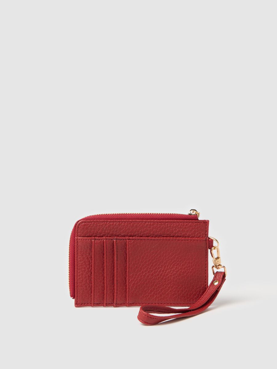 Textured red wallet with strap_1