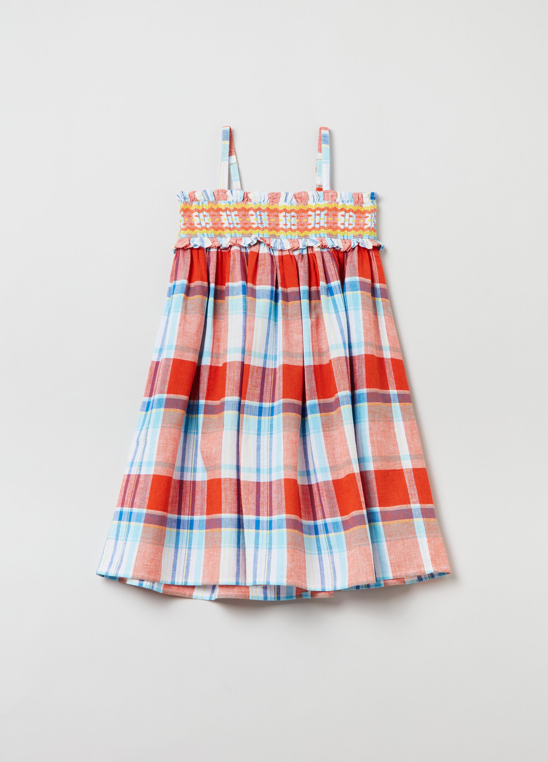 Vestito in lino e cotone a quadri_0