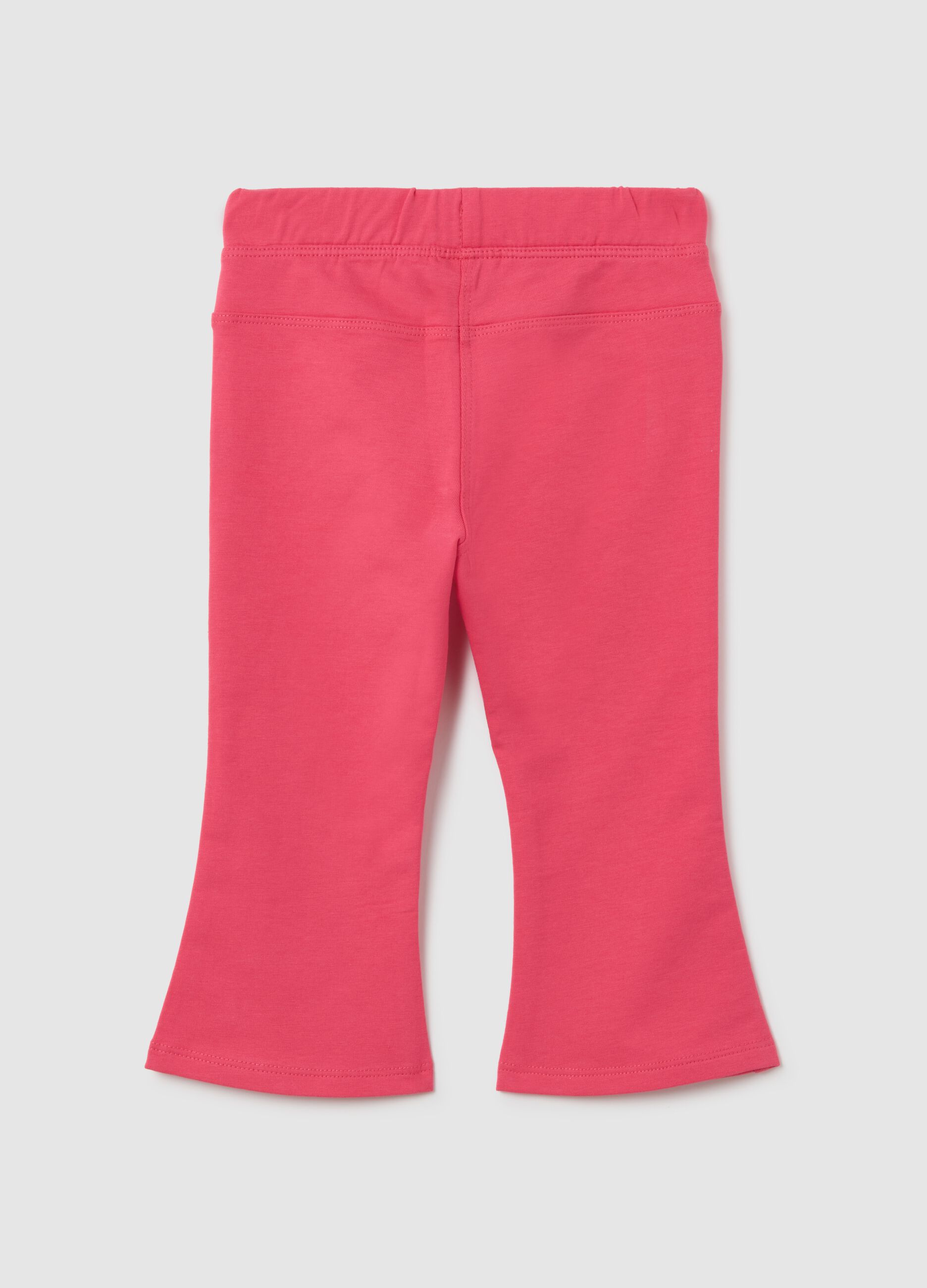 Pink stretch cotton flare baby girl trousers
