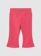 Pink stretch cotton flare baby girl trousers_1