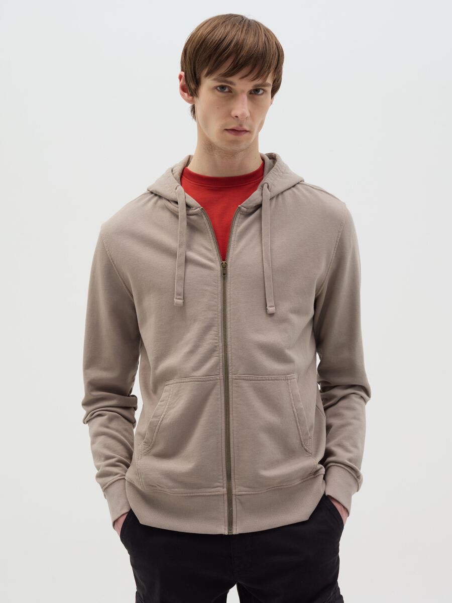 Full-zip sweatshirt in cotton with hood_0