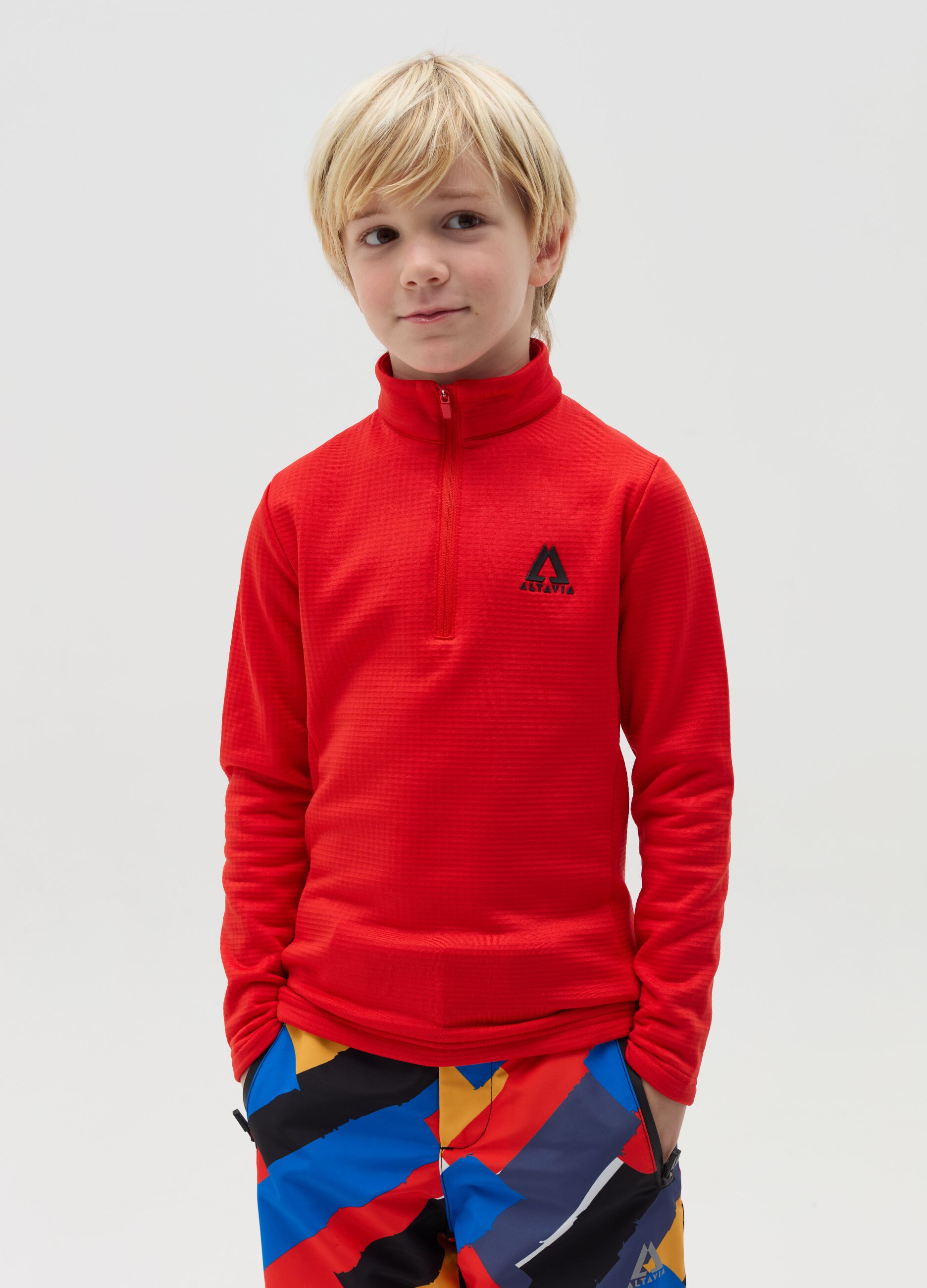 Altavia by Deborah Compagnoni half-zip waffle-weave fleece